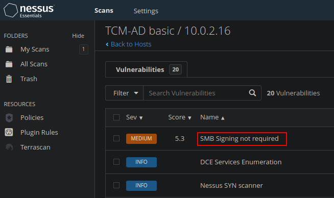 Nessus Scan SMB Signing